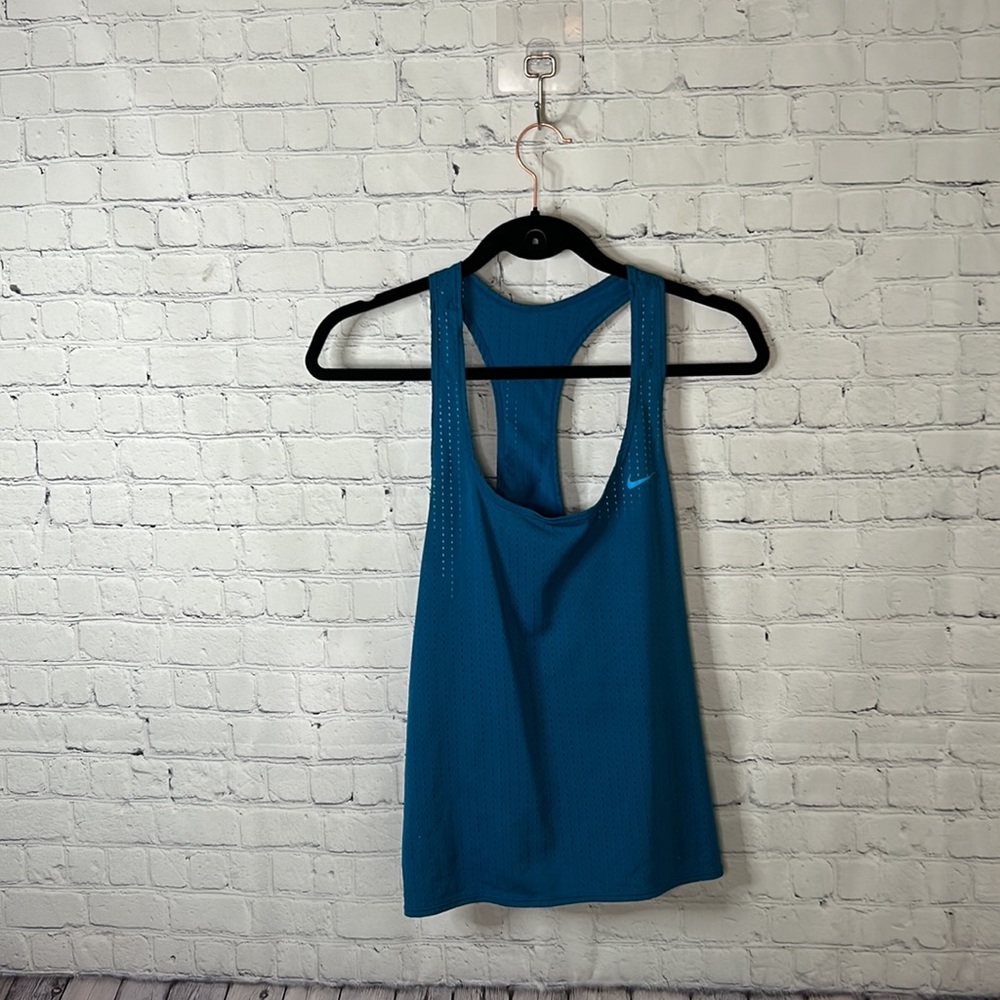 Nike Dri-Fit Peacock Blue Green Mesh Racer Back Tank Sz S